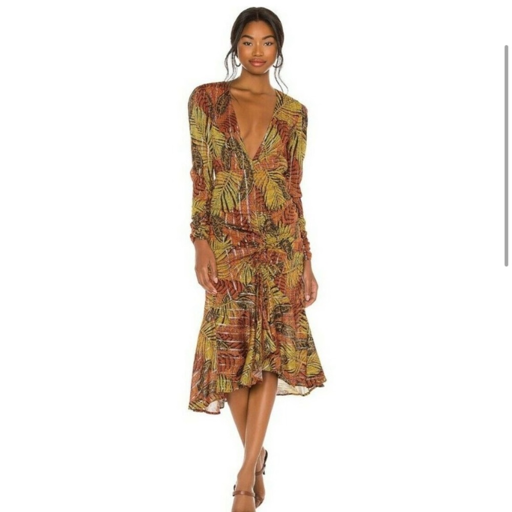 LE SUPERBE Crosby Ave Safari Tropical Palm Midi Dress – NWT - Size 2